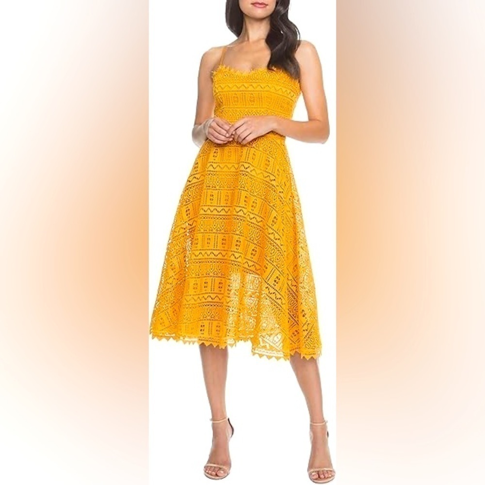 NEW | Dress the Population | Brenna Midi Dress in Honey Gold  XXS
